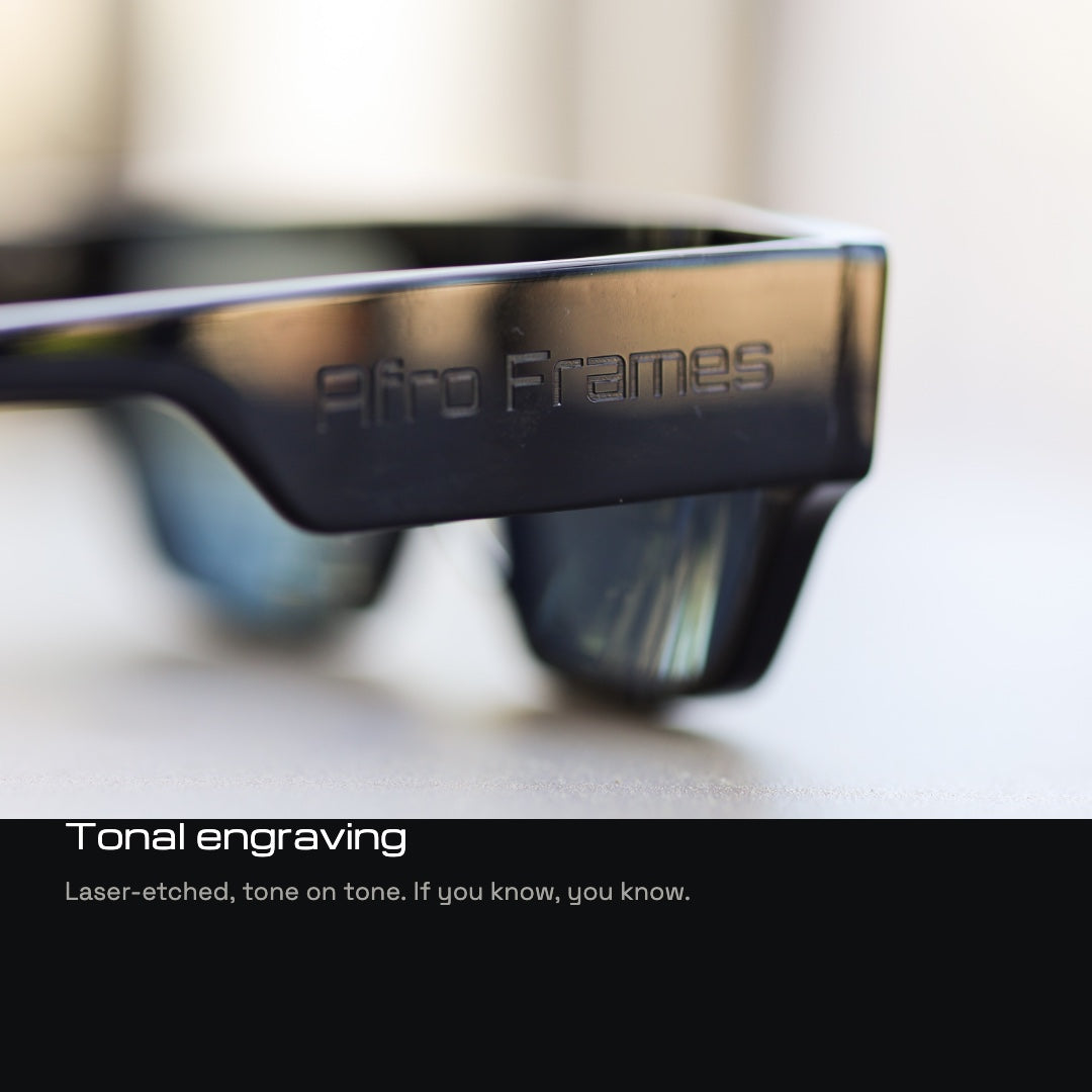 Afro Frames The Blacked Edition worn outdoors