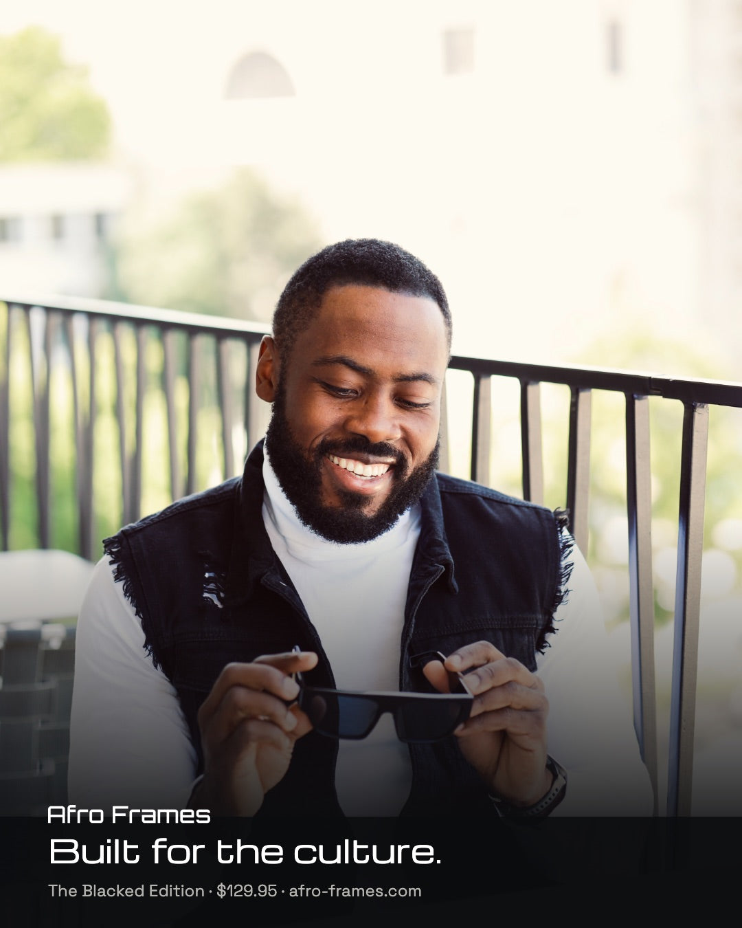 Afro Frames The Blacked Edition worn outdoors